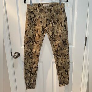 Ralph Lauren Snakeskin Skinny Jeans with Zipper Bottoms Size 26